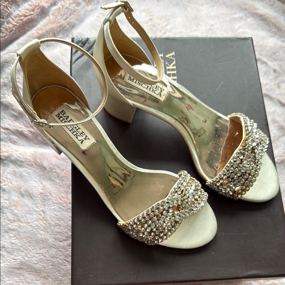 Badgley Mischka Silver Rhinestone Heels